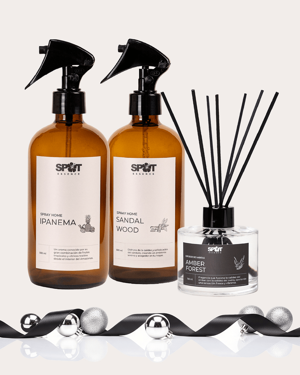 Pack 4 Spot Essence: 2 Home Spray 500ml Ámbar + Difusor de Varillas 150ml