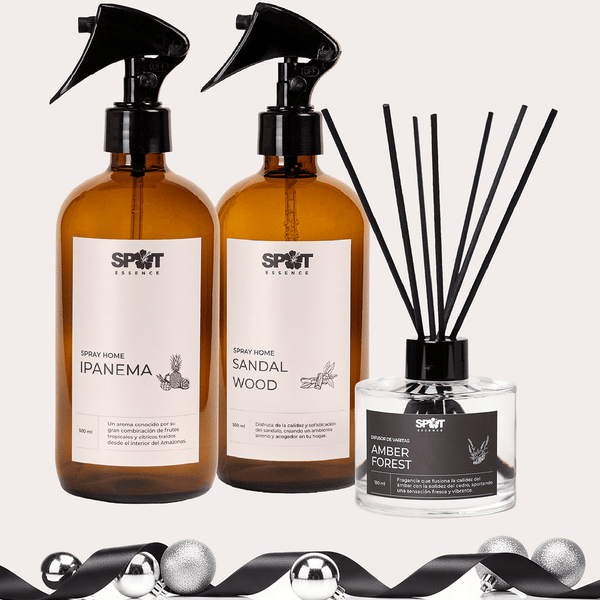 Pack 4 Spot Essence: 2 Home Spray 500ml Ámbar + Difusor de Varillas 150ml