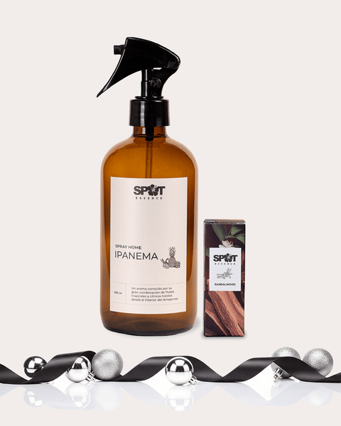 Pack 2 Spot Essence: Home Spray 500ml Ámbar + Aromatizador de Auto