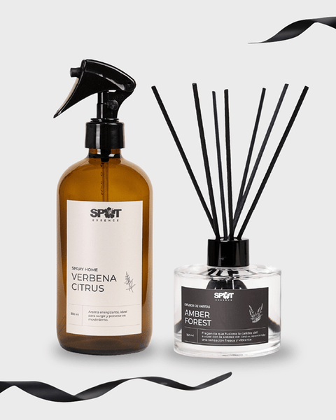 Pack 3 Spot Essence: Home Spray 500ml Ámbar + Difusor de Varillas 150ml